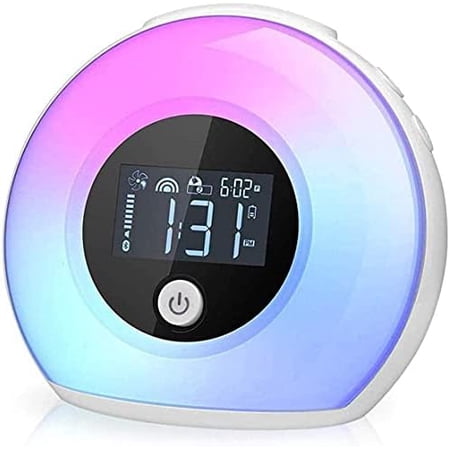 Night Light Alarm Clock, Wake Up Alarm Clock Bluetooth Speaker Lamp Night Light, Dimmable Warm Light & Colorful Light Beside Lamp Music Player for Kids, Party, Bedroom, Camping