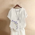 thumbnail image 2 of Liquidation! Uooqdmx Chemises en Lin pour Femmes, Chemises à Manches Courtes pour Femmes, Hauts Fluides pour Femmes, Blouse Col Rond Décontractée Coupe Ample Tunique, Hauts en Gaze pour Femmes, Beige S, 2 of 4