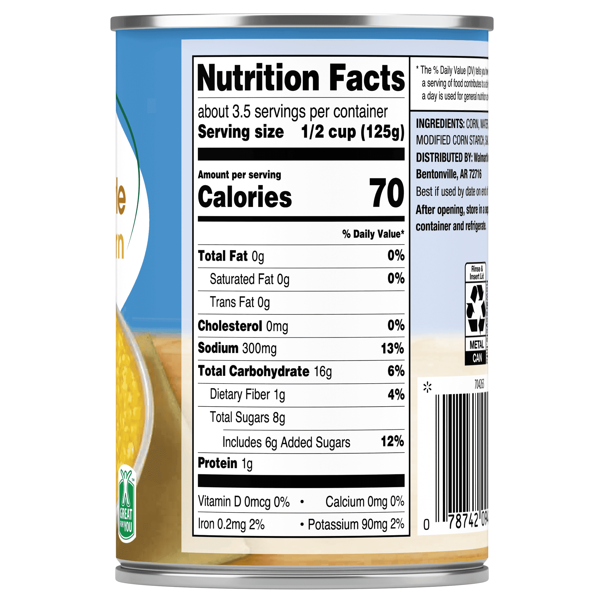 Great Value Canned Cream Style Sweet Corn, 14.75 oz Aluminum Can