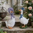 thumbnail image 2 of Couple Porch Goose Statue, 2 Pack 8" Tall Animal Goose Figurine for Patio, Balcony, Front Door Decor, Outdoor Lawn Garden Decoration, Gift for Women Men, 2 of 7