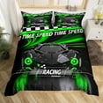 thumbnail image 2 of Manfei Kids Teens Adults Sport Racing Car 2-Piece Comforter Cover Toddler Size,Minimalist Geometric Plaid Bedding Sets Toddler Size,Black Green Ultra Soft Bed Set(No Comforter), 2 of 6