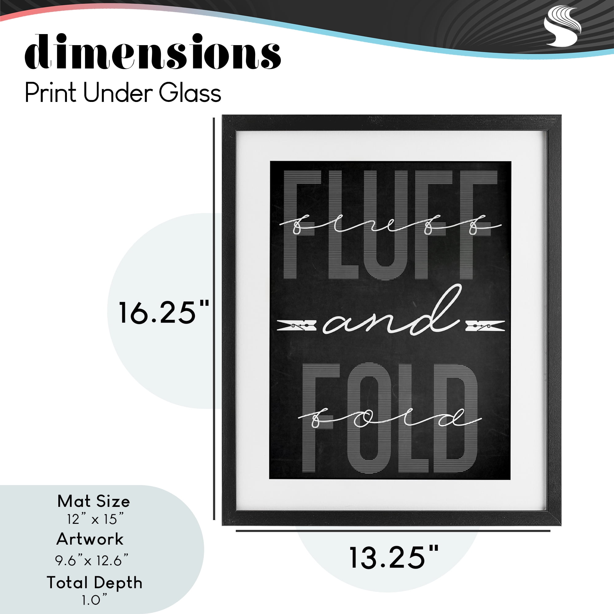 Fluff & Fold Black Minimal Black Framed Print Under Glass, design by Marcus Prime