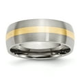 thumbnail image 1 of Bague à Bande Brossée en Acier Inoxydable 14k Jaune Incrustation 8 Taille, 1 of 6
