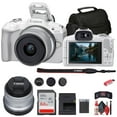 thumbnail image 1 of Canon EOS R50 Mirrorless Camera with 18-45mm Lens, 24.2MP APS-C, 4K Video, Dual Pixel AF, White Bundle with 64GB Card & Accessories (International Model), 1 of 6
