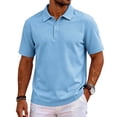 thumbnail image 2 of Zimjoy Men's Golf Polo Shirts Moisture Wicking Quick Dry Performance Short Sleeve Business Casual Shirt Stretch Athletic Fit Golf Polo Light Blue S, 2 of 9