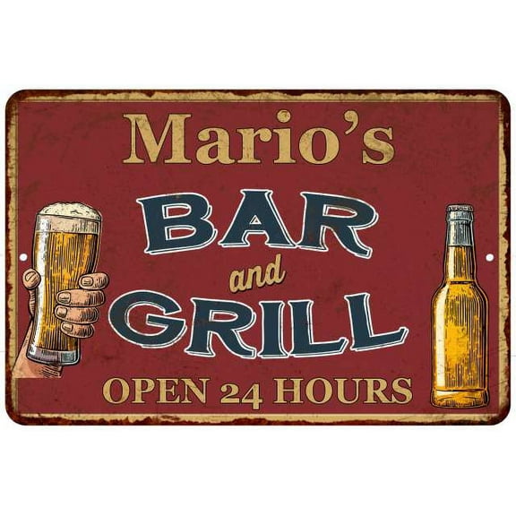 Mario's Red Bar and Grill Rustic Sign Decor 8x12 108120045201