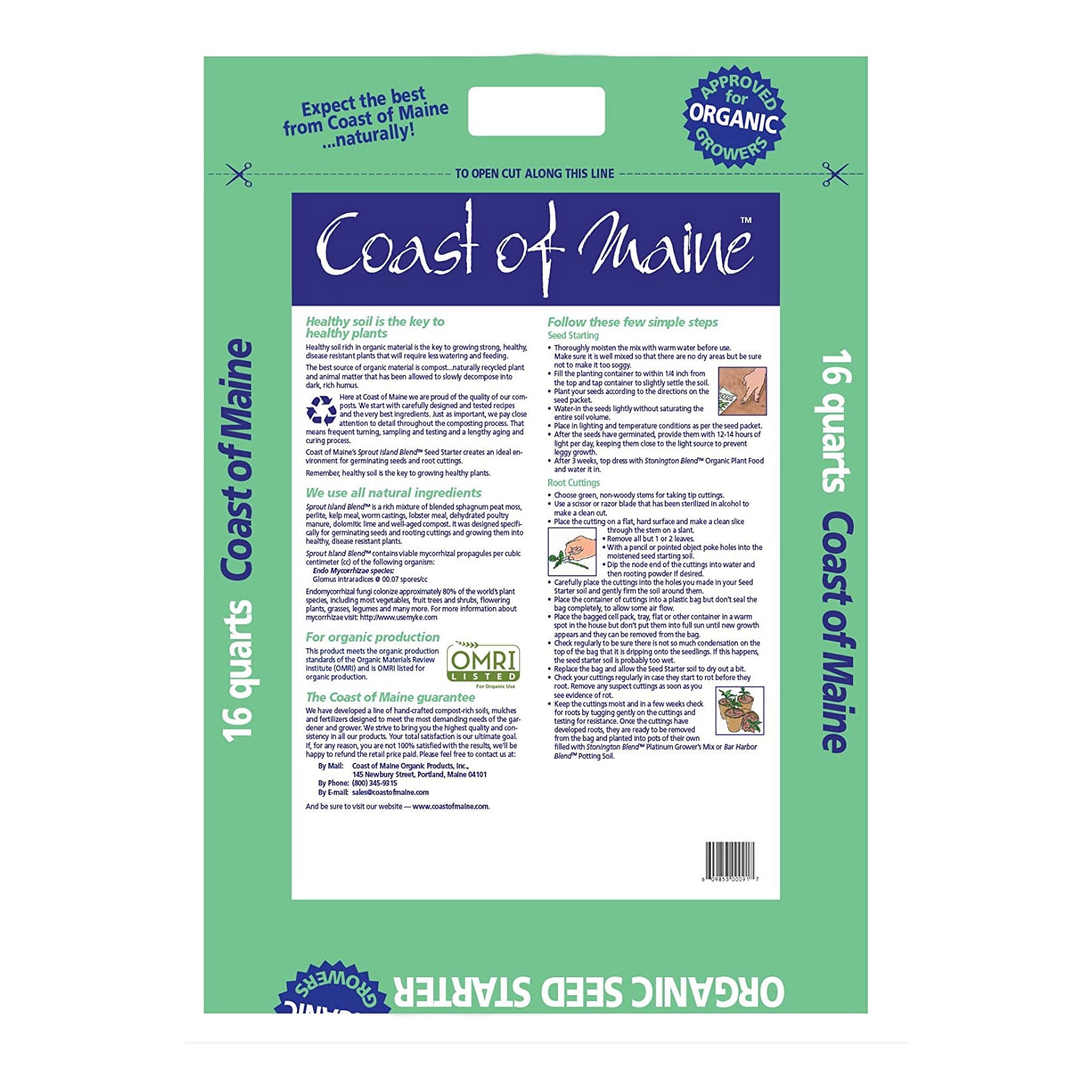 Coast of Maine Organic Seed Starter for Root Plant Cuttings, 16 Qt (8 Pack)