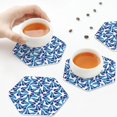 thumbnail image 7 of Fuzoiu Blue Butterflies Print Leather Coasters Set,Drink Coasters Set of 6,for Tabletop Protection, Durable PVC Coasters,Home Décor and Housewarming Gift,Hexagon, 7 of 7