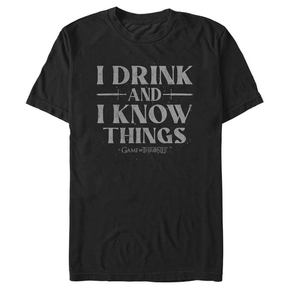 Men's Game of Thrones I Drink and I Know Things Gray Graphic Tee Black Large