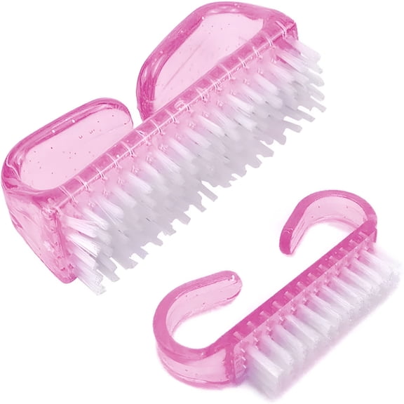 ACDANC Nail Brush | Two Sizes | Ergonomic Handle | Ideal for Manicure and Pedicure | Two Nail Cleaning Brushes | 3 Colours | Pink