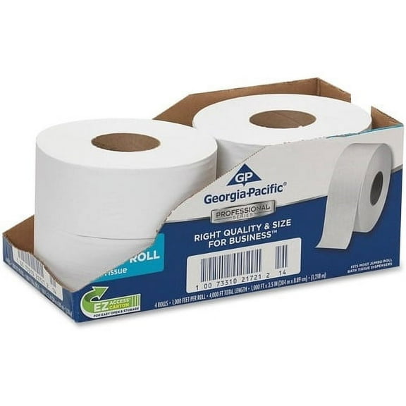 Georgia-Pacific Professional Series Jumbo Jr. Toilet Paper by GP Pro 2 Ply - 3.50" x 1000 ft - 9" Roll Diameter - White - Perforated, Septic Free, Sewer Safe - 4 / Carton