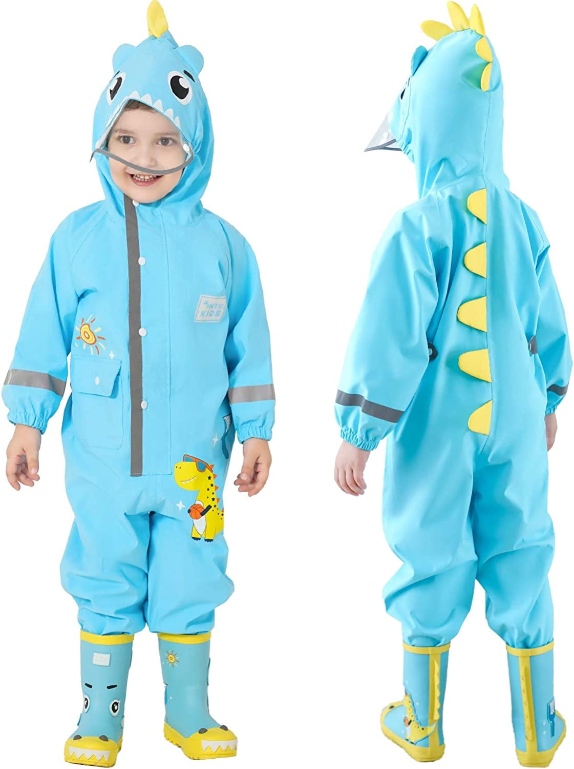 QWZNDZG kids Toddler Rain Suit 3D Cartoon children Rain Suit for boys