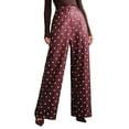 thumbnail image 2 of Women'S Polka Dots Wide Leg Tailored Pants High Waisted Belted Loose Trousers with Pockets Wine Red XL, 2 of 10