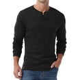 thumbnail image 2 of GRIUNS Mens Henley Shirts Long Sleeve T-Shirt Casual Classic Soft Stretch Pullover Tees Black L, 2 of 8