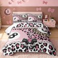 thumbnail image 2 of meiyoeat Billiards Lucky 8 Twin Quilt Set for Girls, Bow Pearl Pink Leopard Print Twin Coverlet Set, 2 Pieces, 1 Comforter and 1 Pillowcase, 2 of 7
