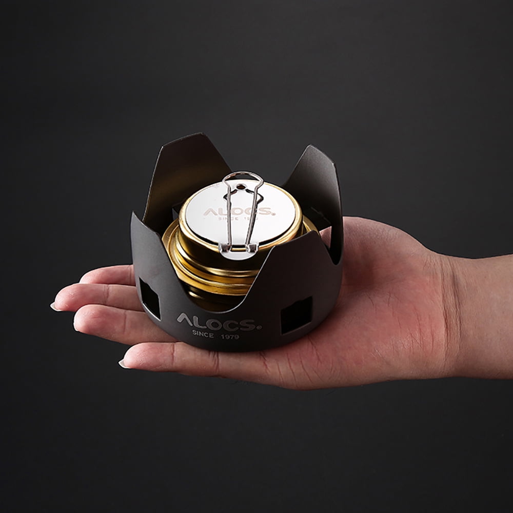 Mini Alcohol Stove with Aluminium Stand Efficient Lightweight Spirit Burner for Camping, Hiking, Picnic and Survival
