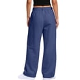 thumbnail image 3 of Favoffer Women Cotton Linen Wide Leg Pants Elastic Waist Front Button Pants Straight Tube Business Casual Slacks for Spring Daily, 3 of 6