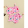 thumbnail image 3 of Genuiskids Infant Baby Girls 2 Piece Bikini Set Ice Cream Swimsuit Watermelon Bathing Suit Swimwear Sling Vest Ruffles Shorts, 3 of 9