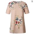 thumbnail image 1 of Camiseta de mujer con estampado floral, manga corta, cuello redondo, blusa informal, albaricoque, S Inevent AP001919-13, 1 of 6