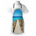 thumbnail image 3 of Coastal Apron View from an Open Window Curve on the Sea with a Quay Wooden Coastline, Unisex Kitchen Bib Apron with Adjustable Neck for Cooking Baking Gardening, Pearl Aqua Blue Cream, by Ambesonne, 3 of 3