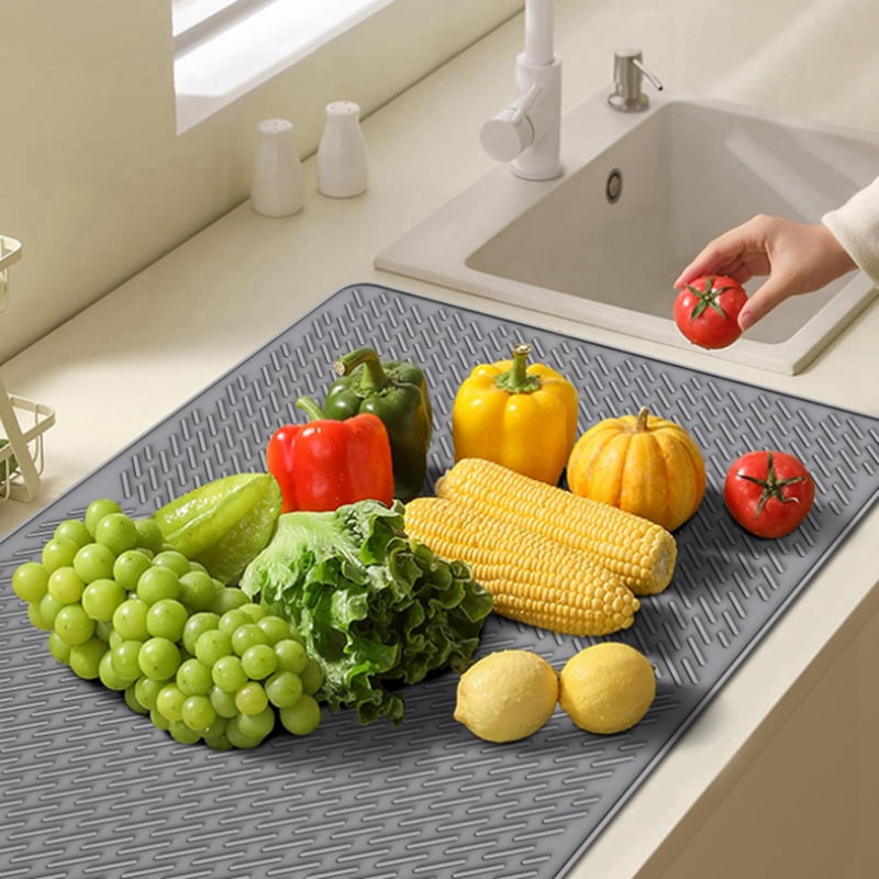 Silicone Stove Top Protector Mat 27.8x19.9 Inches Kitchen Silicone Glass Top Stove Cover Protectore Drying Mats Black