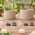 115L Extra Large Oatmeal Rope Storage Basket for Blankets and Home ...