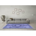 thumbnail image 3 of Ahgly Company Machine Washable Indoor Square Medallion Blue Traditional Area Rugs, 3' Square, 3 of 4