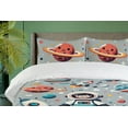 thumbnail image 2 of Ambesonne Outer Space Duvet Cover Set, Happy Astronaut Saturn, Queen, Salmon Blue Pale Grey, 2 of 4
