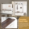 thumbnail image 5 of Xukmct Wood Bench with 2 Drawers, Entryway Coat Rack with 6 Hooks, 4-in-1 Hall Tree for Living Room, Hallway, White, 5 of 8