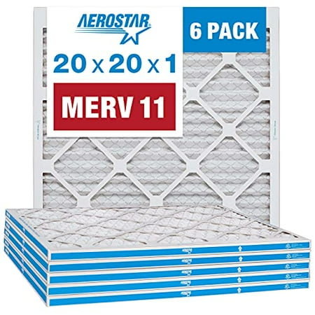 

Aerostar 20x20x1 MERV 11 Pleated Air Filter AC Furnace Air Filter 6 Pack