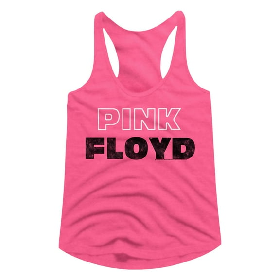 Pink Floyd Music Pink White Outline Ladies  Racerback Tank Top Shirt