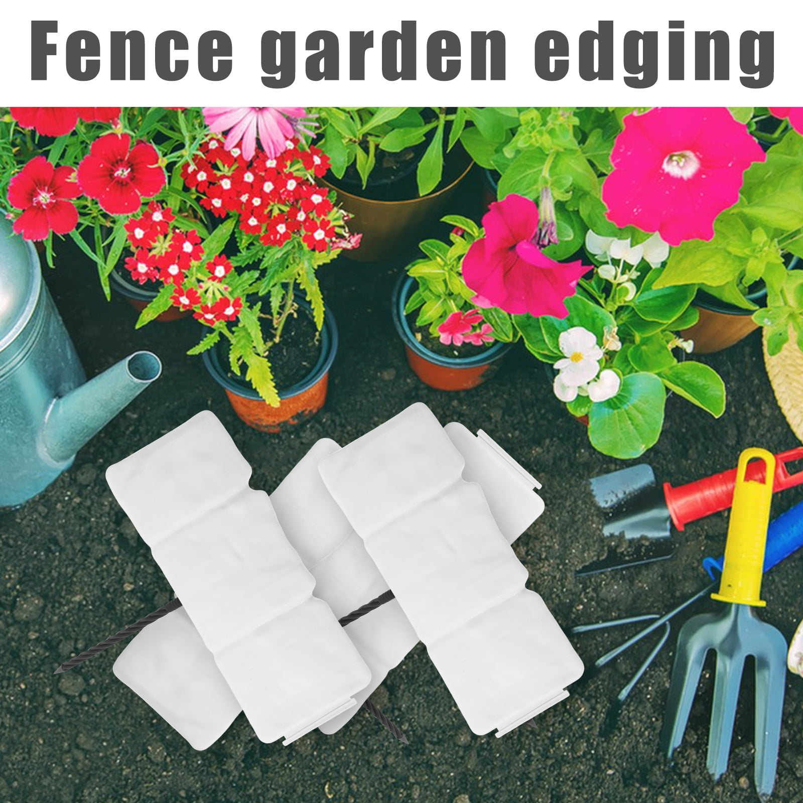 10 Pcs Plastic Garden Edging Landscape Round Decoration Edge Fence White
