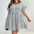 thumbnail image 4 of DEELLEEO Robe Décontractée Ample de Vacances à Rayures avec Poches pour Femmes Grande Taille, Vêtements d'Été pour Femmes, Robe Confortable, Vêtements d'Enseignante, Robe T-Shirt, Tenues de Rentrée, Vestido Noir et Blanc, 4 of 7