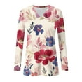thumbnail image 5 of Women's Long Sleeve Shirts Fashion Floral Print Dressy Blouses Casual V-Neck Shirt Pullover Loose Work Tops Spring Summer Outdoor,Beach,Vacation Top Style02 XXL, 5 of 5