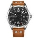 thumbnail image 2 of Reloj de cuarzo japonés Stuhrling Original 43 mm Caja plateada Esfera negra Correa de cuero marrón claro, 2 of 3