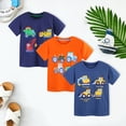 thumbnail image 2 of BOBOGOJP Toddler Boy Shirts Boys Cotton Short Sleeve T-Shirt, Packs Printed Kids Crewneck Tees, Summer Pullover Tops Orange for Size 6-7 Years, 2 of 7