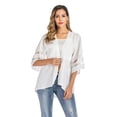 thumbnail image 5 of Women's Chiffon Kimono Cardigan 3/4 Sleeve Summer Beachwear Cover Ups Loose Blouse Tops for Go Out or Beach vacation Wear with Beachwear or Dress, 5 of 8