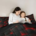 thumbnail image 5 of Feelyou Pixelate Miner Game Twin Bedding Sets 7-Piece, Neon Gradient Square Bedding Comforter Set, Honeycomb Black Red Reversible Sheet Sets, Super Cozy Room Decor, 5 of 8