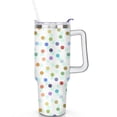 thumbnail image 2 of 40oz Colorful Dot Aesthetic Design Stainless Steel Flip Straw Tumbler Spill Proof Travel Cup Double Wall Vacuum Insulated Coffee Mug with Top Handle, 2 of 6