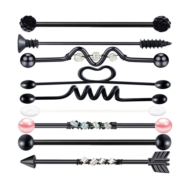 Pendiente Bar Piercing de Cuerpo Yuyangstore Negro para Oreja Hélice Cartílago