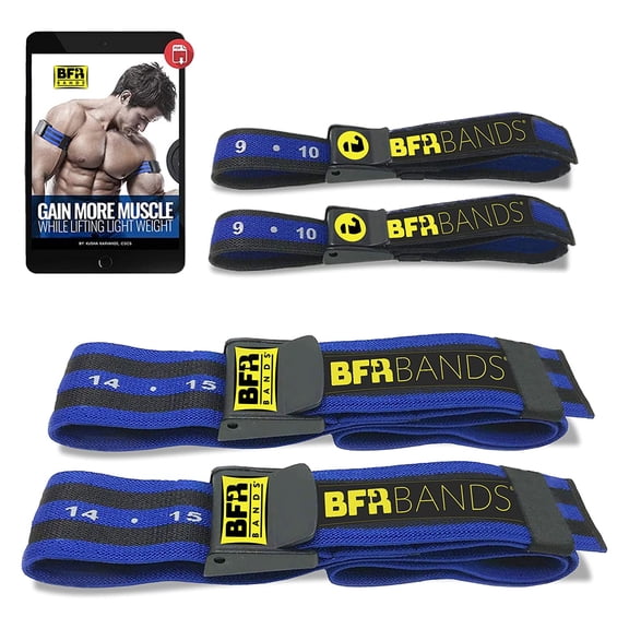 BFR BANDS Blood Flow Restriction Occlusion Band, Pro Bundle 4 Pack