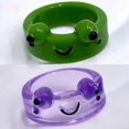 thumbnail image 1 of Anillos de resina acrílica de arcilla polimérica para mujer y niña, sortija de rana para pareja, regalo de joyería de animales, moda de verano, 2 unidades, 1 of 4