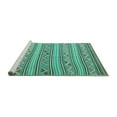 thumbnail image 2 of Ahgly Company Machine Washable Indoor Square Southwestern Turquoise Blue Country Area Rugs, 8' Square, 2 of 4