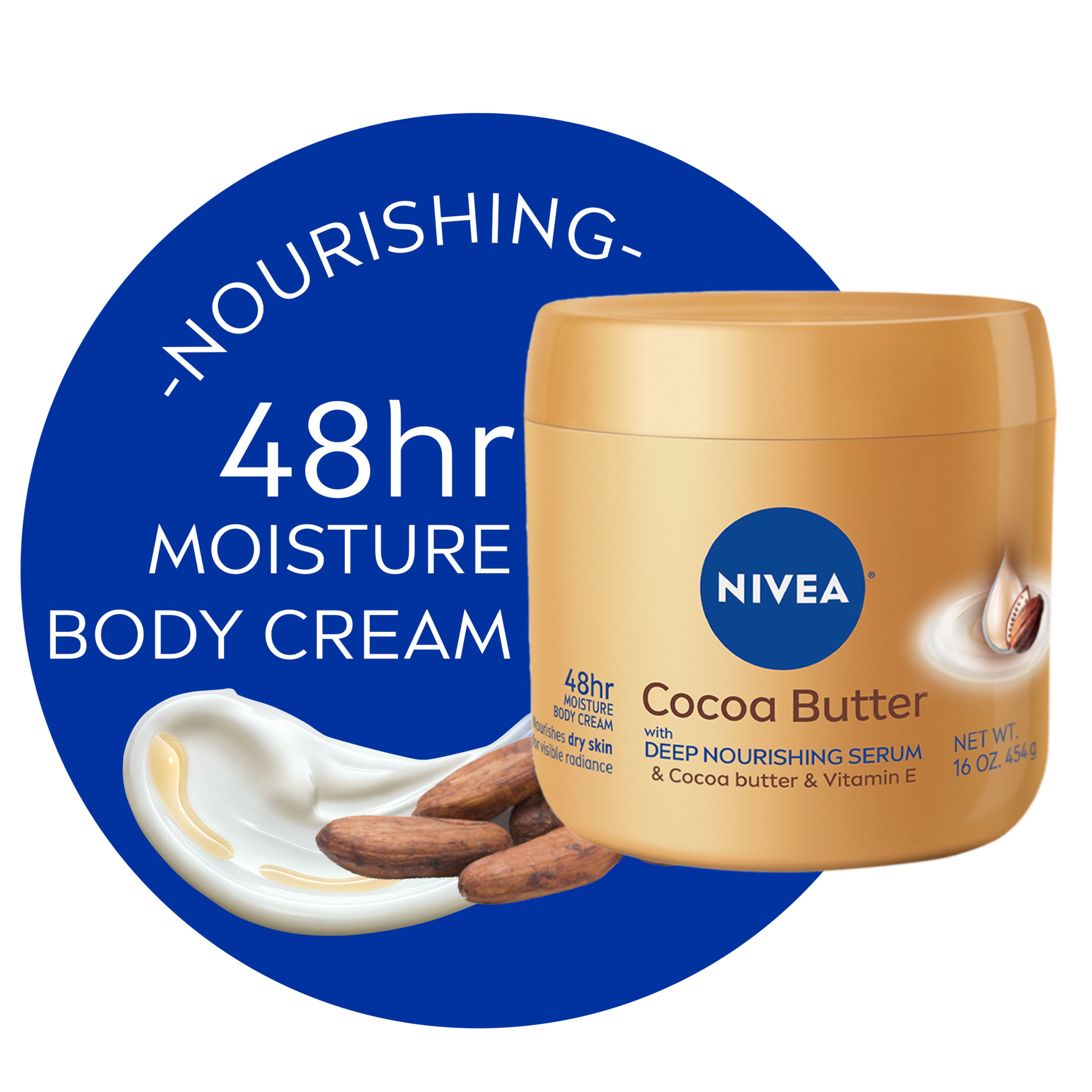 NIVEA Cocoa Butter Body Cream with Deep Nourishing Serum, 16 Ounce
