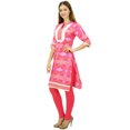 thumbnail image 4 of Phagun Womens Knee Length Tunics Cotton Pink Kurti 3/4 Sleevess Casual Kurta-16, 4 of 9