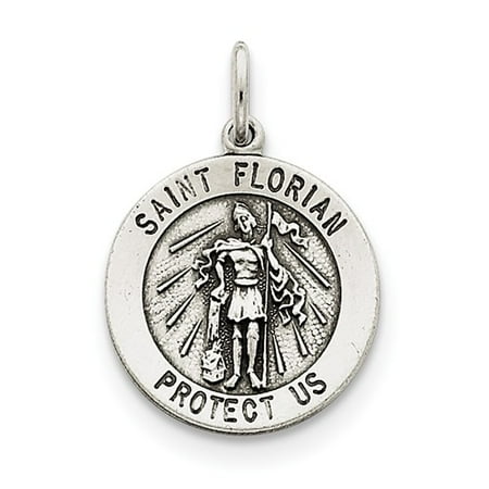Sterling Silver Engravable Antiqued Saint Florian Medal