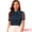 Navy Blue, variant on V Neck Stand Collar Short Mesh Sleeve Blouse XL Burgundy