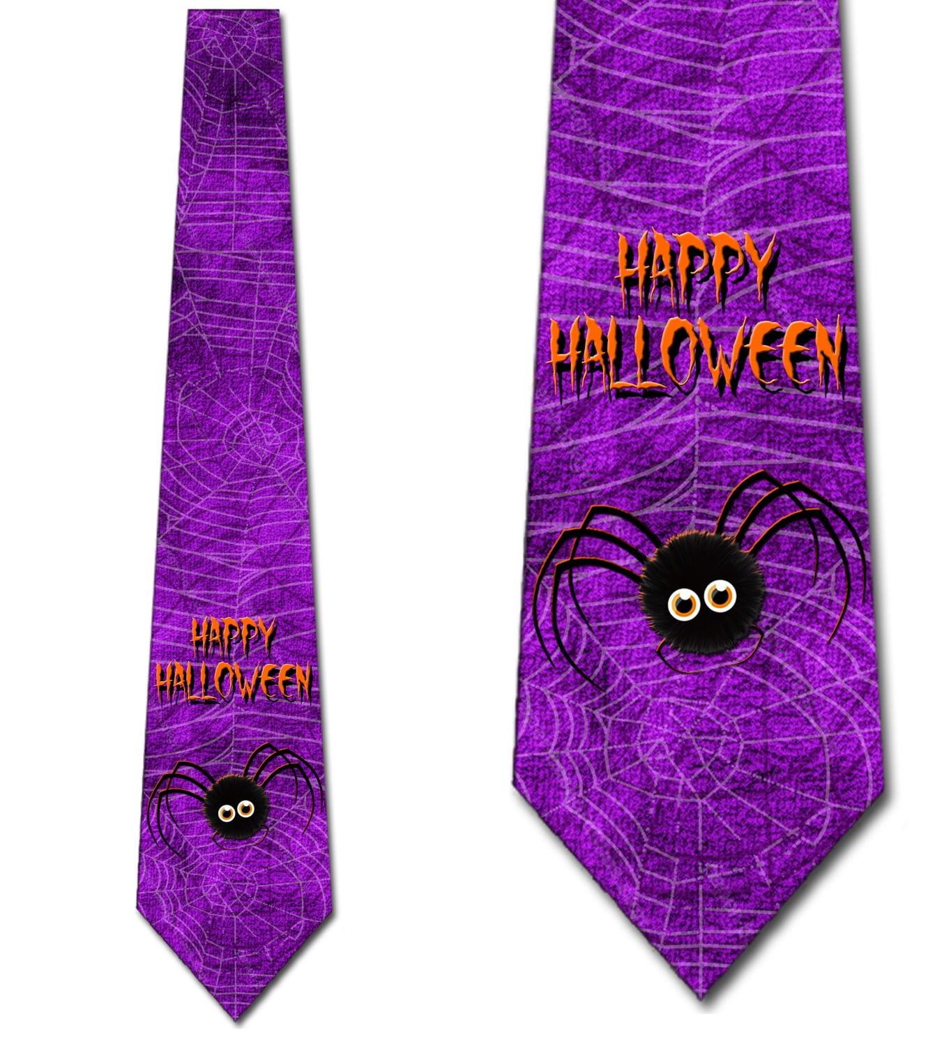 Three Rooker Halloween Ties Mens Spider Necktie Happy Halloween Tie