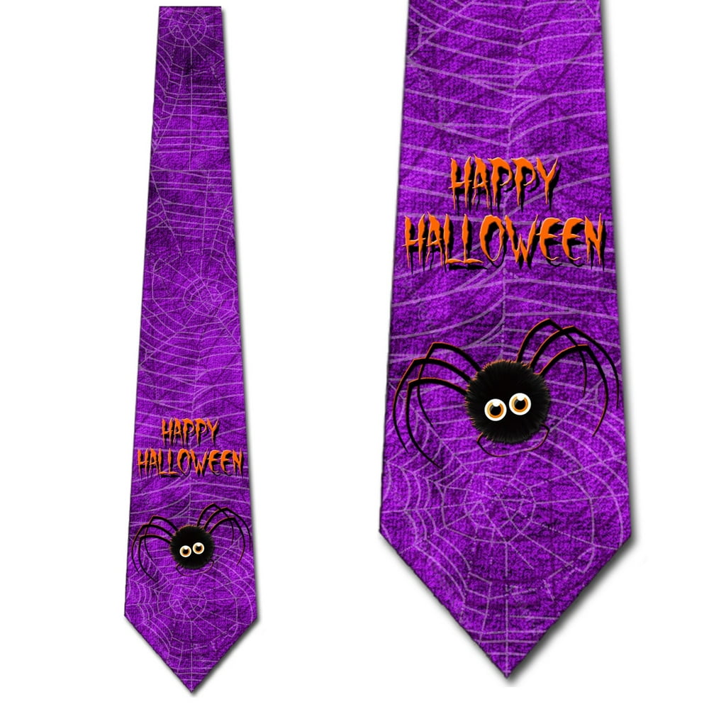 Three Rooker - Halloween Ties Mens Spider Necktie Happy Halloween Tie ...