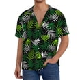 thumbnail image 3 of Honeii 's Tropical Leaves1 for men's short-sleeved button-up collared shirt featuring a pocket, perfect for beach vacations, and travel adventures., 3 of 5